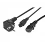 Exertis Connect 808411 maitinimo splitterio kabelis - CEE 7/7 kištukas į IEC C5 ir C13 lizdus, 10A 250V, 1,2 m pagrindinis / 0,6 m atšakos, juodas