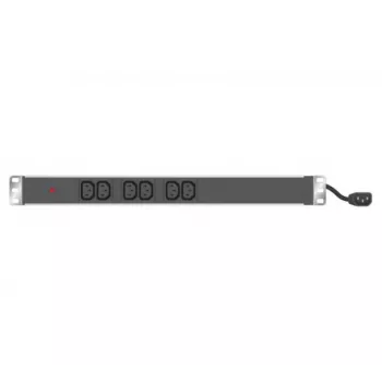 EXERTIS CONNECT 19 inch 1U 6 lizdų C13 PDU, aliuminio korpusas, 2,5 m Schuko kabelis, RAL 9005 juodas (808900)