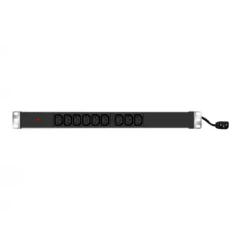EXERTIS CONNECT 19 inch 1U 9 lizdų IEC C13 PDU, aliuminio korpusas, 2,5 m kabelis, juodas 808901