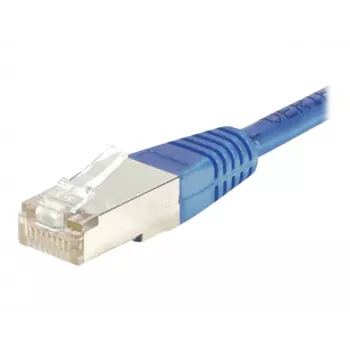 EXERTIS CONNECT Cat.5e F/UTP komutacinis kabelis, mėlynas, 0,15 m, plonas snagless apsauginis antgalis 857100
