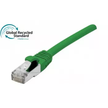 EXERTIS CONNECT Cat. 6A S/FTP komutacinis kabelis, PiMF, TPE, be halogenų, GRS sertifikuotas, su apsauga nuo užkabinimo, žalias, 1,5 m 854531