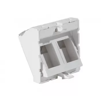 EXERTIS CONNECT montavimo plokštės įdėklas 45x45mm 2 Keystone moduliams, 30°, signalinė balta RAL 9003 911711