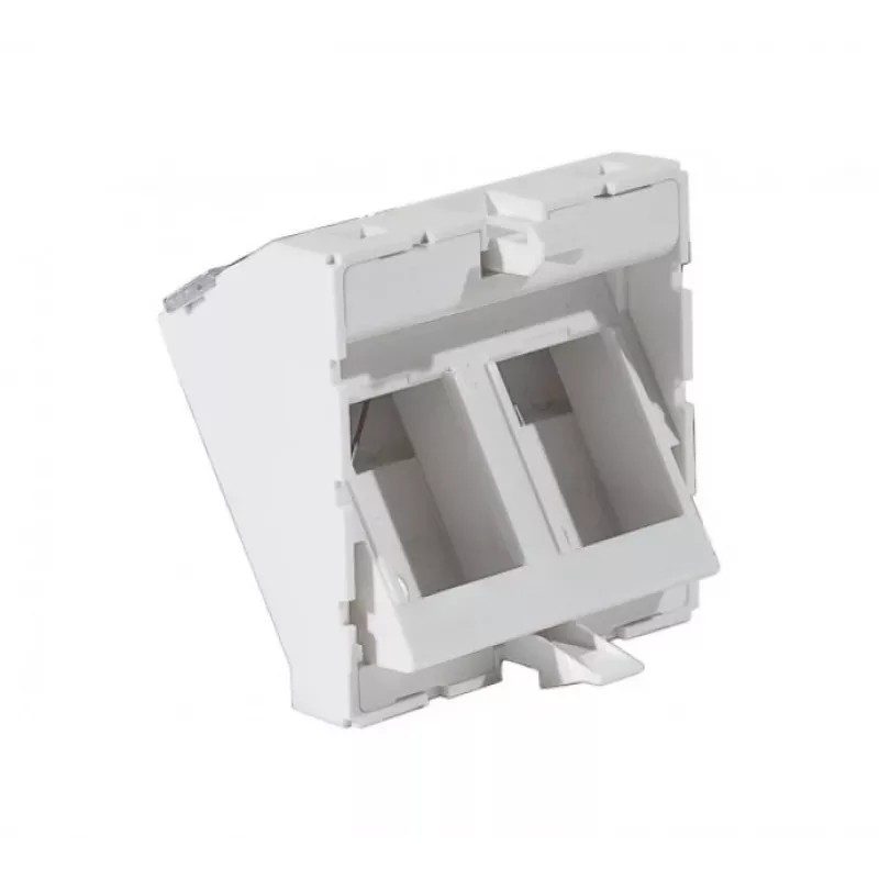EXERTIS CONNECT montavimo plokštės įdėklas 45x45mm 2 Keystone moduliams, 30°, signalinė balta RAL 9003 911711