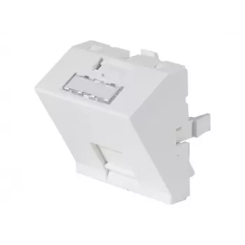Dexlan priekinės plokštės įdėklas 45 x 45 mm 1 Keystone moduliui, 30°, signalinė balta RAL 9003 (911712)
