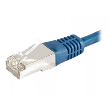 EXERTIS CONNECT Cat6a F/UTP komutacinis kabelis, 0,15 m, mėlynas, 10 Gbps, LSZH, plonas snagless apsauginis antgalis 859515