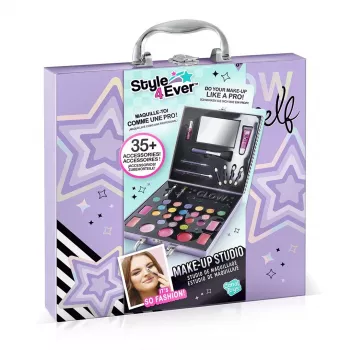 Canal Toys Make-Up Studio (OFG313) - vaikams saugus kosmetikos rinkinys su 10 akių šešėliais, 6 lūpų blizgiais, 2 skaistalais, aplikatoriais, šepetėliais ir sulankstomu veidrodėlio dėklu