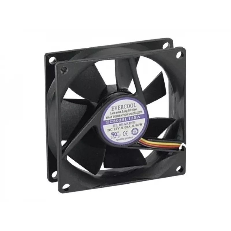 Exertis Connect Evercool 80 mm korpuso ventiliatorius - slydimo guolio, 2000 RPM, 26.5 CFM, juodas 910184