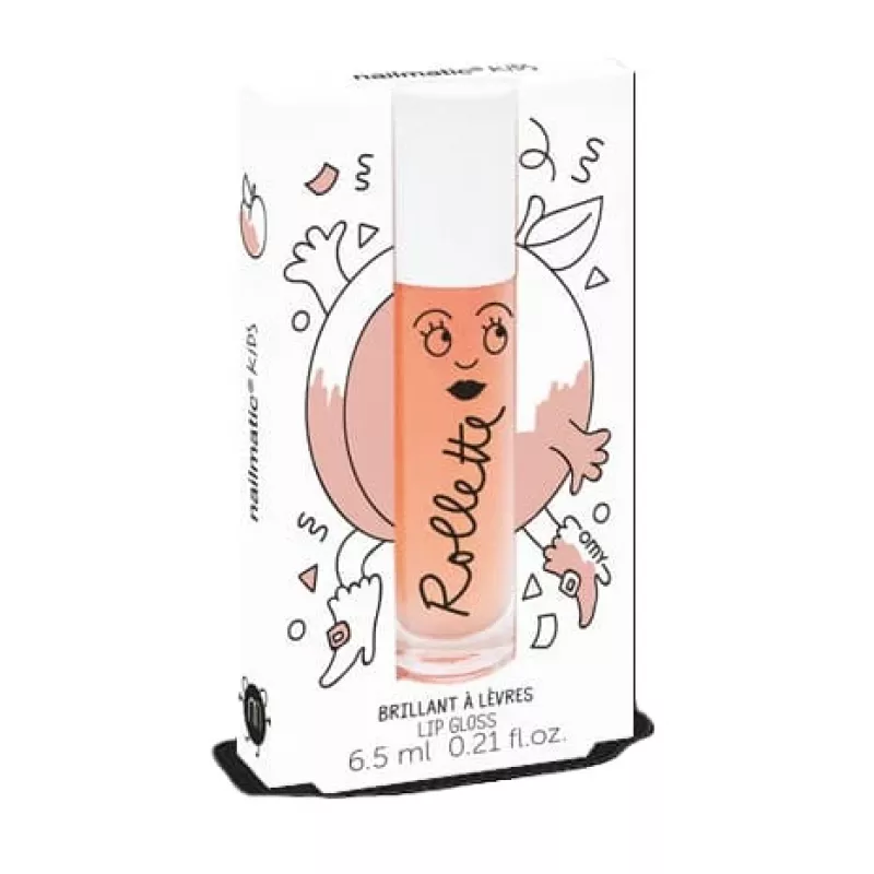 Nailmatic Kids roll-on lūpų blizgesys abrikosų spalvos 6,5 ml - drėkinantis veganiškas vaikų lūpų blizgesys su abrikosų kauliukų aliejumi ir vitaminu E