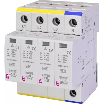 ETI ETITEC C T2 275/20 3+1 viršįtampių apsaugos įtaisas (SPD), 2 tipas, 275 V AC, 4 poliai, 002440403