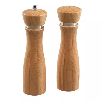 Kesper druskos ir pipirų malūnėlių rinkinys, natūralaus medžio, keraminis malimo mechanizmas, reguliuojamas šiurkštumas, 18 cm