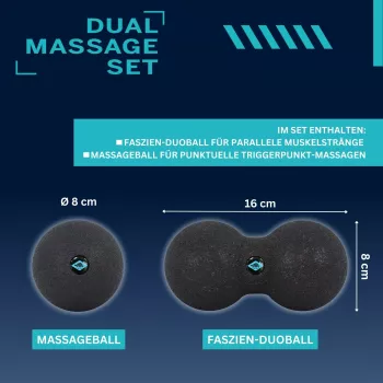 SCHILDKRÖT Dual masažo rinkinys, 2 dalių: 1 žemės riešuto formos kamuolys (apie 80 x 160 mm), 1 masažo kamuolys - 1 vnt. (960134)