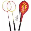 SCHILDKROT badmintono rinkinys 2 žaidėjams, raudonos/geltonos spalvos, grūdinto plieno raketės, mėgėjų lygio, 970902