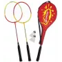 SCHILDKROT badmintono rinkinys 2 žaidėjams, raudonos/geltonos spalvos, grūdinto plieno raketės, mėgėjų lygio, 970902