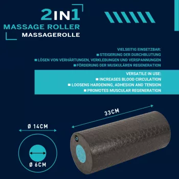 SCHILDKROT 2-in-1 masažo volas, rinkinys, juodas/mėlynas, EPP putos, 960237