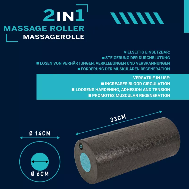SCHILDKROT 2-in-1 masažo volas, rinkinys, juodas/mėlynas, EPP putos, 960237