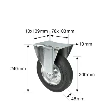 Wagner design yourself fiksuotas ratukas RO 8200 sidabrinis, 50 mm ratas, 50 kg apkrova, cinkuotas plienas 4820001