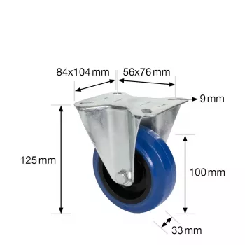Wagner design yourself fiksuotas ratukas RO 8700, 75 mm, mėlyna/pilka protektorius, 50 kg apkrova, viršutinės plokštės tvirtinimas 4870001