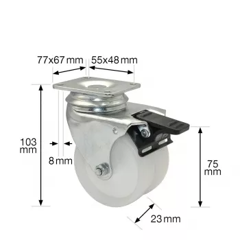 Wagner design yourself ECO RO 3277 dviratė pasukama ratukas 32 mm balta/pilka (3327701)