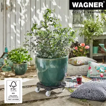 WAGNER design yourself augalų stovas su ratukais GH0557, plastikinis, apvalus, šviesiai pilkas, Ø 38,5 cm, 1 vnt. (20055701)