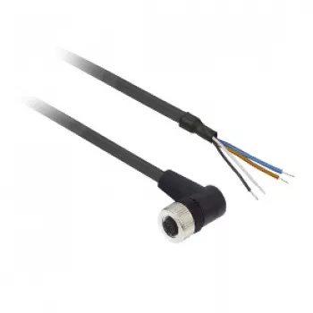 TMSS GERMANY Telemechanique Sensors M12 tiesus 4 kontaktų moteriškas jungtis PUR kabelis, 2 m, juodas XZCP1241L2