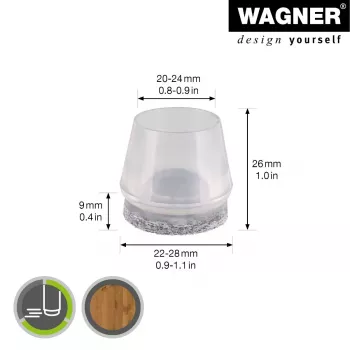 Wagner design yourself EH 0564 kėdės kojelių antgaliai, plastikiniai, Ø 2,2–2,8 cm, 4 vnt. (15056499)