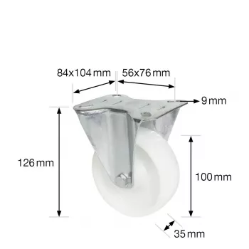 Wagner design yourself Transportgeraete-Bockrolle RO 8500 silber (4850001) fiksuotas ratukas 80 mm, 100 kg