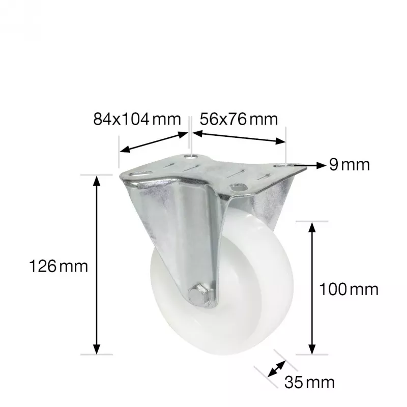 Wagner design yourself Transportgeraete-Bockrolle RO 8500 silber (4850001) fiksuotas ratukas 80 mm, 100 kg