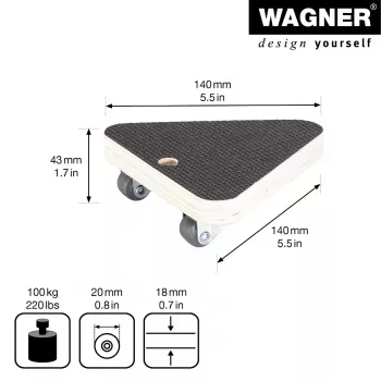 Wagner design yourself Transport Roller MM 1314 ruda, 140 x 140 x 43 mm, iki 100 kg (20131401)