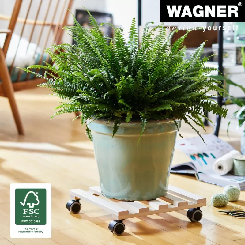 Wagner design yourself augalų vežimėlis GH 0438, kvadratinis, masyvaus buko medienos, 34 x 34 x 8 cm, 4 pasukamosios ratukų atramos, 100 kg keliamoji galia, natūralus, pritaikomas 20043801
