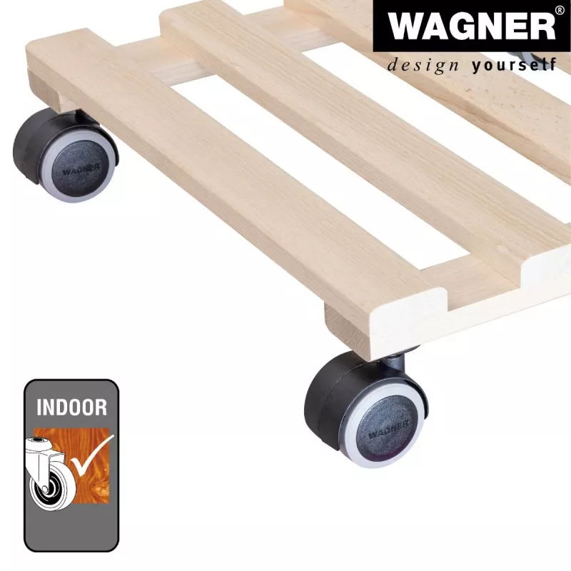 Wagner design yourself augalų vežimėlis GH 0438, kvadratinis, masyvaus buko medienos, 34 x 34 x 8 cm, 4 pasukamosios ratukų atramos, 100 kg keliamoji galia, natūralus, pritaikomas 20043801