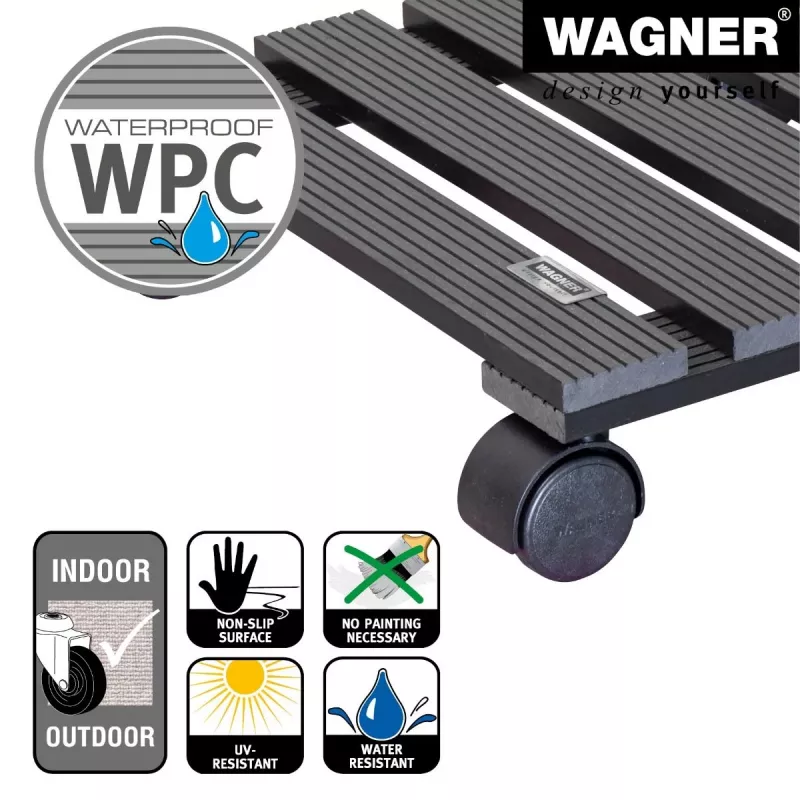 WAGNER Multi Roller WPC antracito 60 dvigubų ratukų 60 kg kvadratinis augalų vežimėlis (20050001)