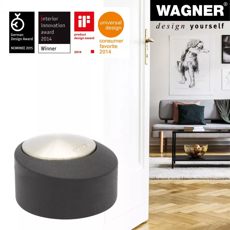 Wagner Design Yourself EH 5181 grindų durų ribotuvas, cinko lydinio su guminiu amortizatoriumi, matinis nikelis, 50 mm 15518111