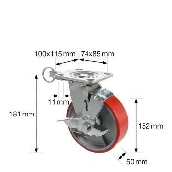 Wagner design yourself sunkiasvoris pasukamasis ratukas RO 0115 raudonas 100 mm 150 kg 4011501