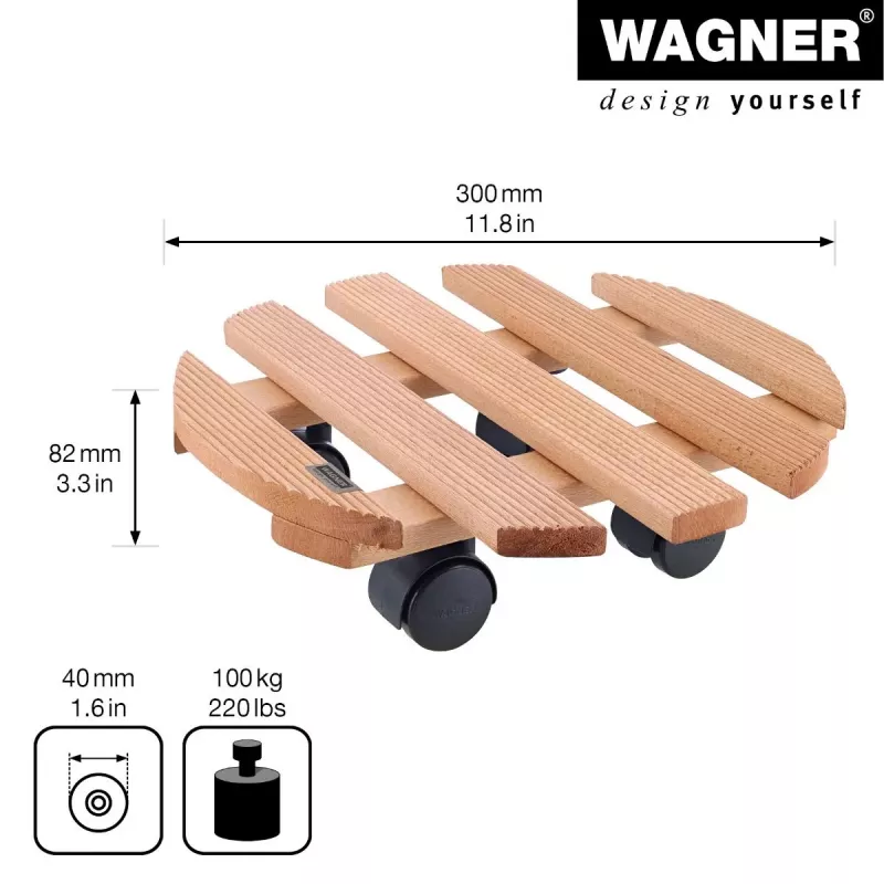 WAGNER Multiroller Country kaštonų spalvos apvalus augalų vežimėlis 20018201