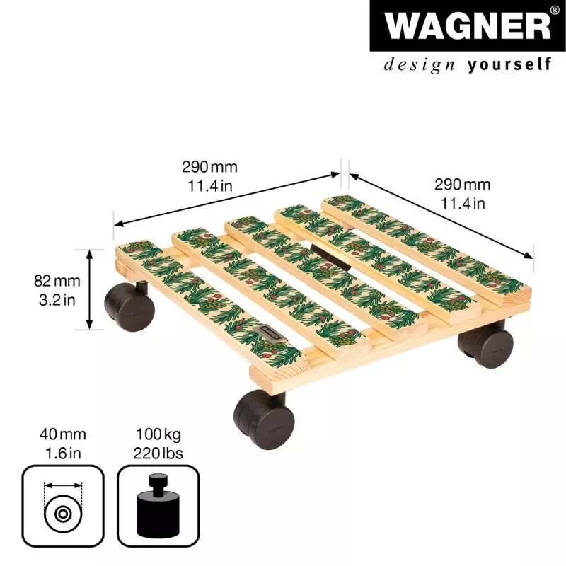 WAGNER design yourself augalų vežimėlis GH0653 kvadratinis medinis 29x8 cm 20065301