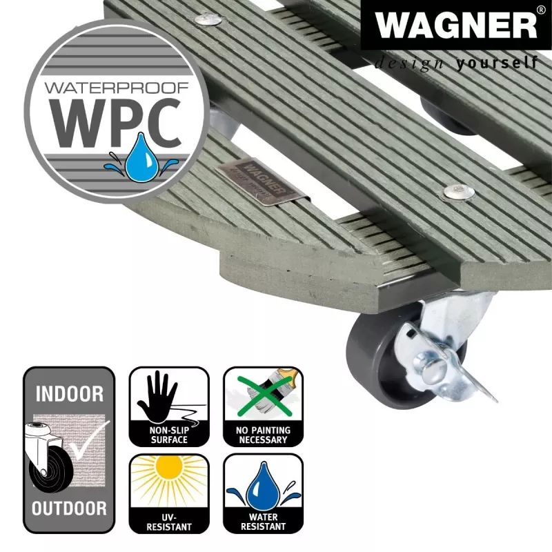 WAGNER design yourself augalų vežimėlis GH0528, plastikinis, Ø 29 cm, tamsiai žalias, apvalus, 1 vnt., 20052801