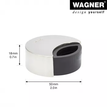 Wagner design yourself EH 5151 durų ribotuvas, cinko lydinio su guminiu amortizatoriumi, chromuotas, Ø50 mm, montuojamas varžtais, sidabrinis 15515111