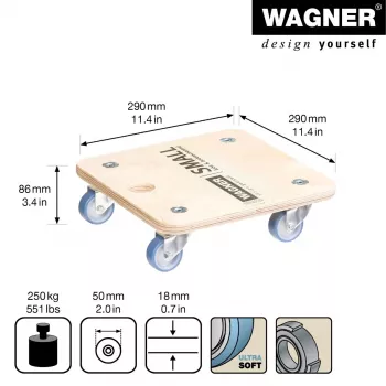 Wagner design yourself Transport Roller MM 1353 beržo 29,0 x 29,0 x 8,6 cm iki 250 kg (20135301)