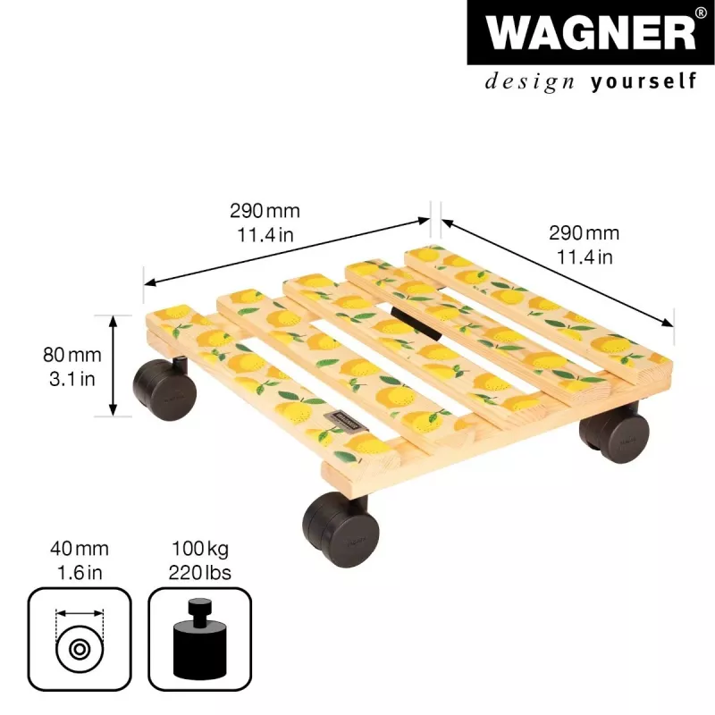 WAGNER design yourself augalų vežimėlis GH0644 kvadratinis medžio motyvas 29 x 8 cm, 1 vnt. 20064401