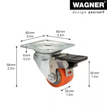 Wagner design yourself sunkiasvoris pasukamas ratukas RO 7935 raudonas 75 mm 100 kg 4793501