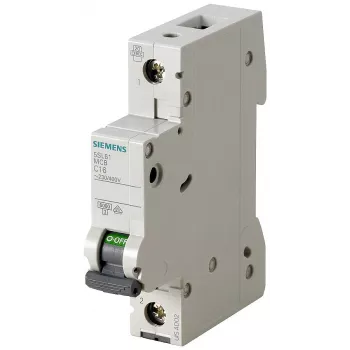 Siemens 5SL61026 SENTRON 5SL automatinis jungiklis, 1 polių, 2 A, C charakteristikos, 6 kA, 230/400 V AC, DIN bėgiui, 1 modulio plotis