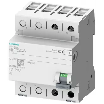 SIEMENS 5SV33224 diferencinės srovės automatinis jungiklis, B tipo, 25 A, 30 mA, 230 V, 1+N, 4 TE, trumpai delsiantis