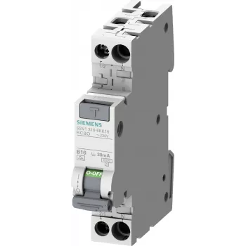 Siemens 5SV1316-7KK06 RCBO, 1P+N, 6 A, C charakteristikos, 30 mA, A tipo, 6 kA