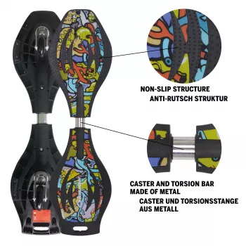 SCHILDKROT Waveboard Good Vibes Graffiti didelis plastikinis denis su neslystančia struktūra 510801