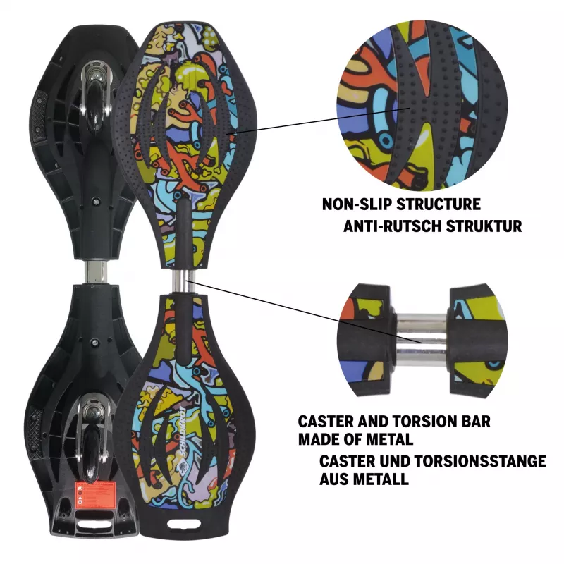 SCHILDKROT Waveboard Good Vibes Graffiti didelis plastikinis denis su neslystančia struktūra 510801