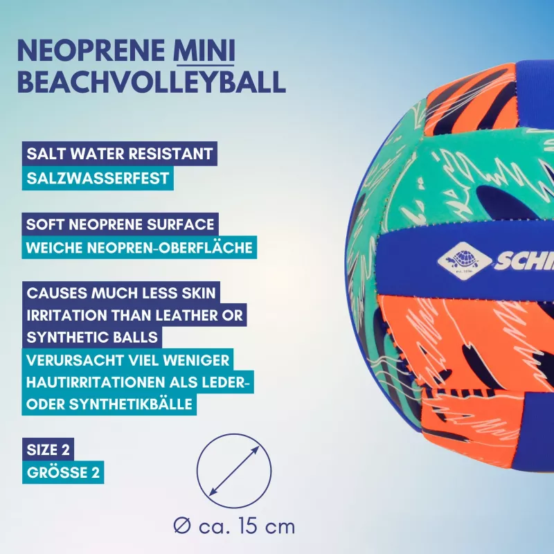 SCHILDKROT Neopreninis mini paplūdimio tinklinio kamuolys, 2 dydis, minkštas tekstilinis paviršius, atsparus sūriam vandeniui, 970342