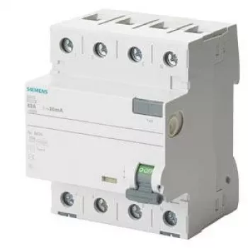SIEMENS 5SV36468 liekamosios srovės automatinis jungiklis, A tipo, 63 A, 300 mA, 4 polių, 400 V, selektyvus