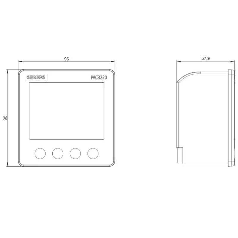 Siemens SENTRON PAC3220 galios stebėjimo įrenginys, Modbus TCP, LCD, 96x96mm skydinis montavimas, 690/400V AC, 24-60V DC pagalbinis maitinimas, sraigtiniai gnybtai 7KM32201BA011EA0