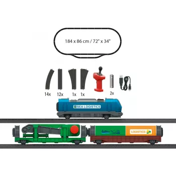 Märklin 29349 H0 startinis rinkinys „Container Logistics“ su 232 klasės dyzeliniu lokomotyvu ir 3 konteinerių platforminiais vagonais