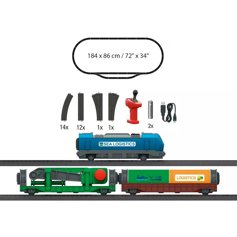Märklin 29349 H0 startinis rinkinys „Container Logistics“ su 232 klasės dyzeliniu lokomotyvu ir 3 konteinerių platforminiais vagonais